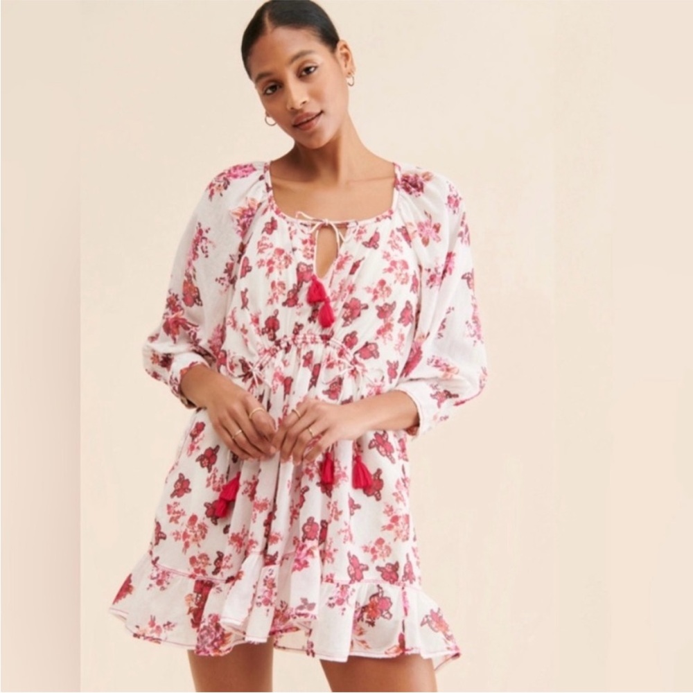 Free People Camella Printed Ruffled Cotton Babydoll Mini Dress